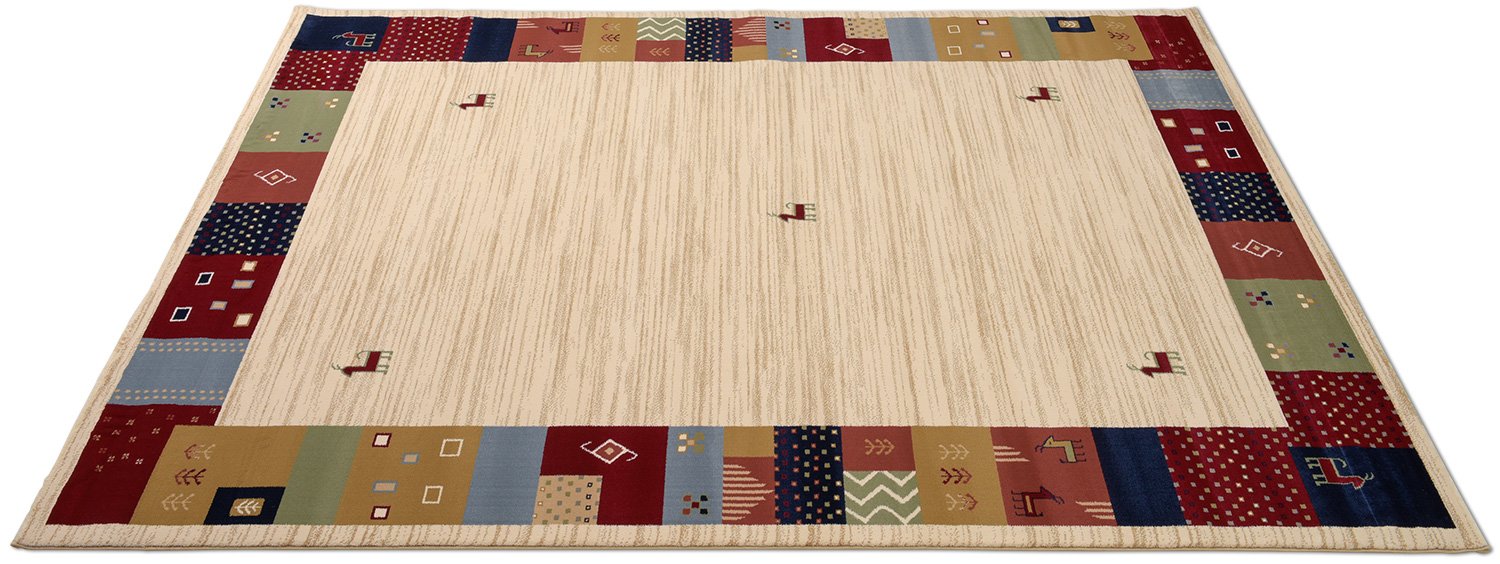 Amazon｜ベルギー製 ギャッベ風ウィルトン織ラグ 動物柄 200×250cm